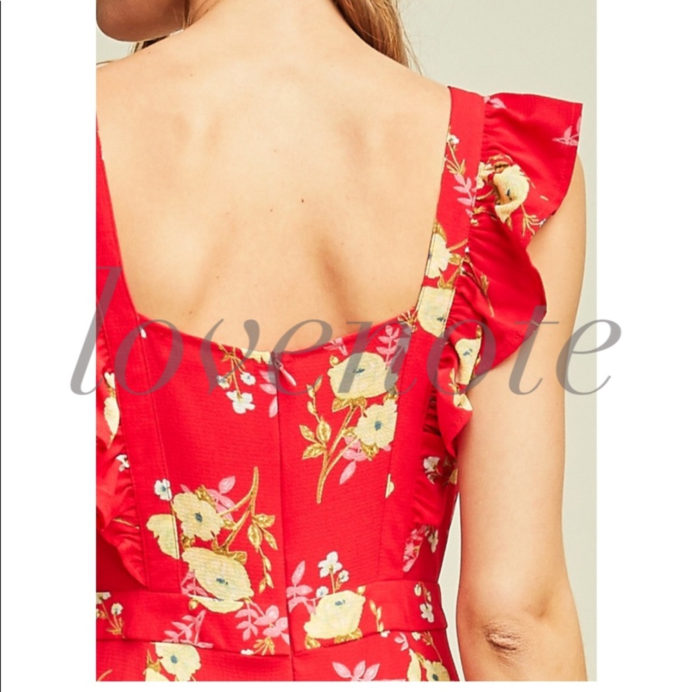 Floral Jumpsuit Romper Ruffle Sleeve Pant Length - Picture 8 of 8